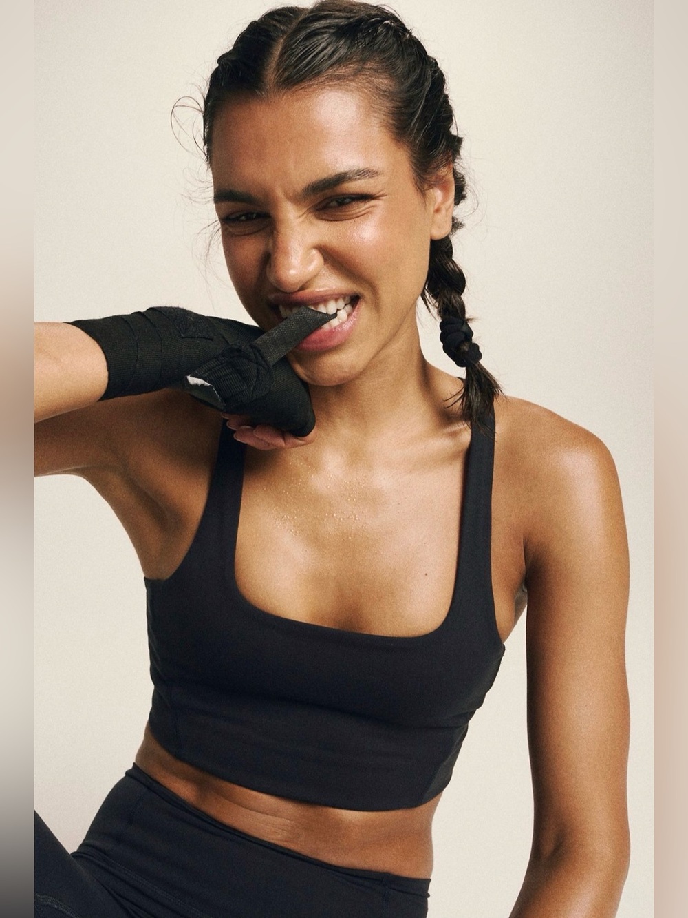 NWT Free People Never Better Square Neck Sports Bra in Black